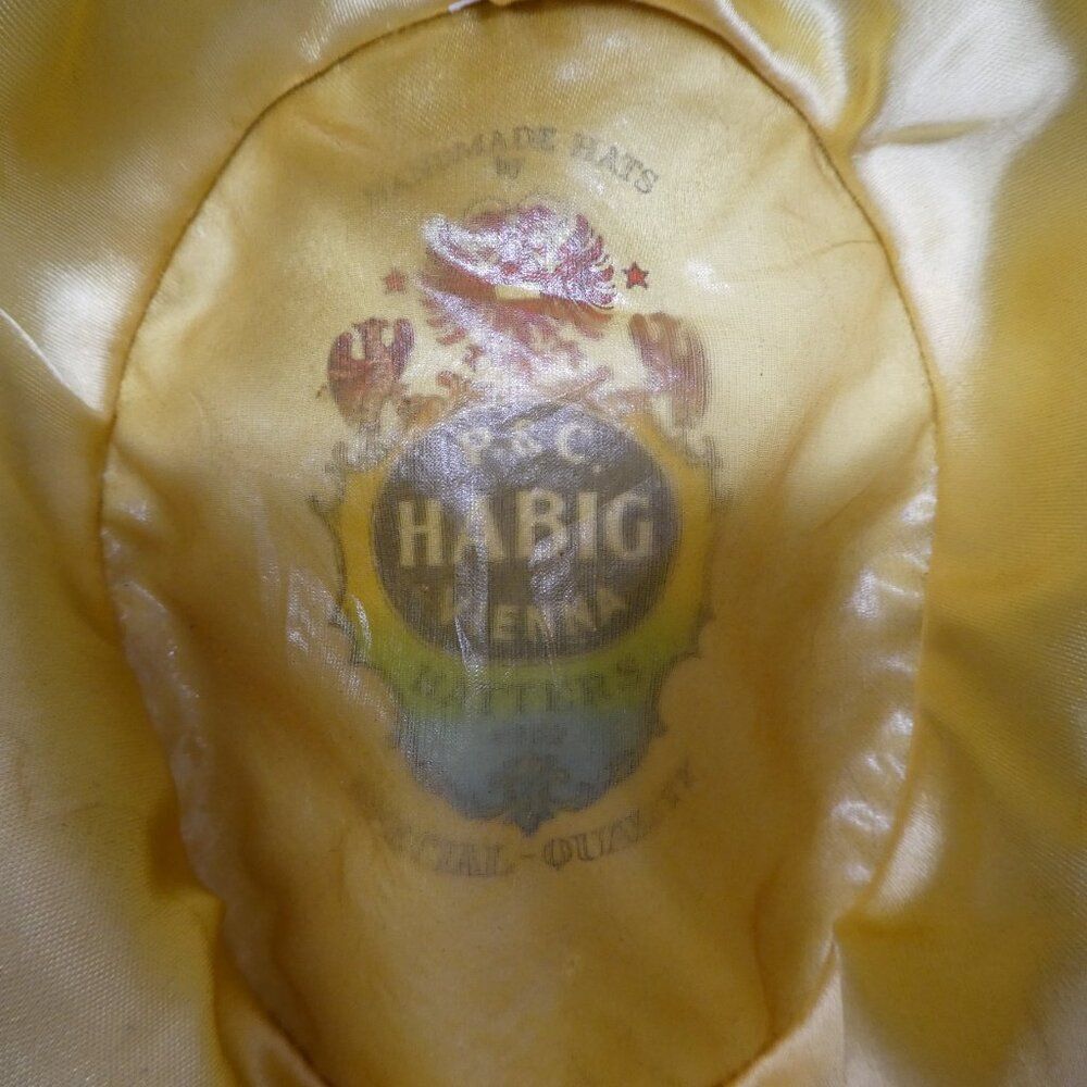 Vintage P&C Habig Vienna Ventilo John Helmer Green Velvet Rope Detail Fedora Hat - Picture 8 of 10